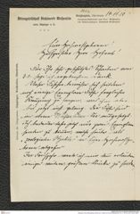 Nachlass Franz Steindachner, Brief von H. Berrer an Franz Steindachner (14.11.1910), Inv.Nr. 24.02, Seite 1